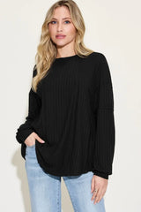 Basic Bae Full Size Ribbed Round Neck Long Sleeve T-Shirt - ShopBasicbae - Flyclothing LLC