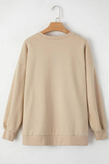 Round Neck Long Sleeve Sweatshirt - Trendsi - Flyclothing LLC