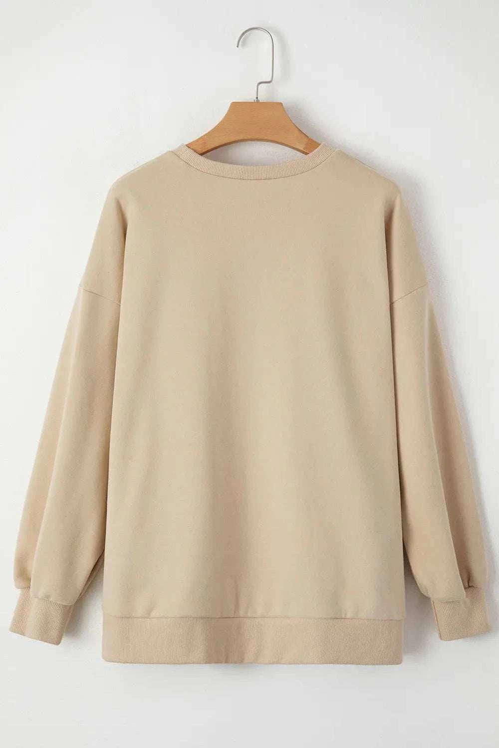 Round Neck Long Sleeve Sweatshirt - Trendsi - Flyclothing LLC