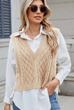 Cable-Knit V-Neck Sweater Vest - Trendsi - Flyclothing LLC