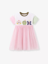 Children's Cartoon Short Sleeve Tulle Dress - Trendsi - Flyclothing LLC