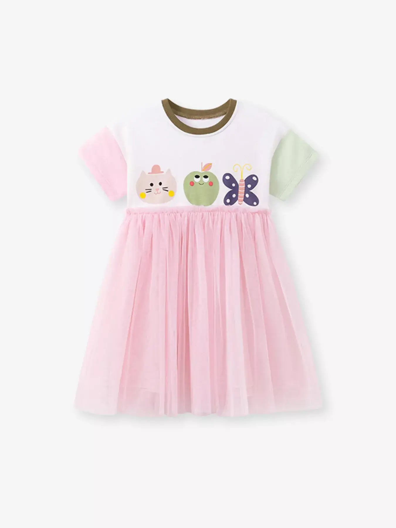 Children's Cartoon Short Sleeve Tulle Dress - Trendsi - Flyclothing LLC