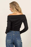 HYFVE Off Shoulder Ribbed Knit Top - Trendsi - Flyclothing LLC