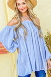 And The Why Stripe Printed Cold Shoulder Halter Neck Top - Trendsi