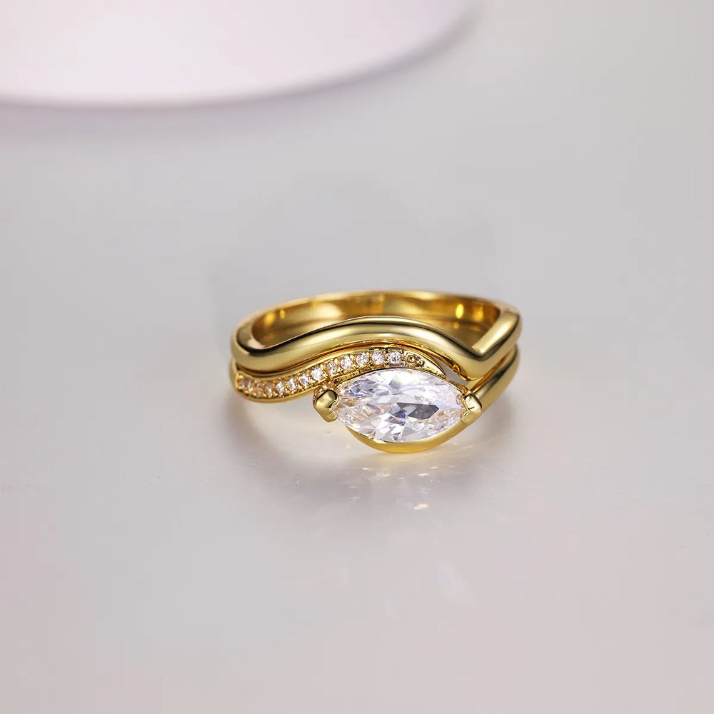 1 Carat Moissanite 925 Sterling Silver 2pcs Ring Set - Trendsi - Flyclothing LLC