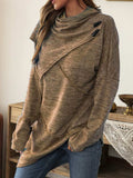 Asymmetrical Hem Cowl Neck Long Sleeve T-Shirt - Trendsi - Flyclothing LLC