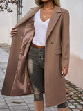 Pocketed Collared Neck Long Sleeve Coat - Trendsi - Flyclothing LLC