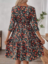 Frill Floral Round Neck Dress - Trendsi - Flyclothing LLC