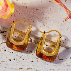 Resin Copper U Shape Earrings - Trendsi
