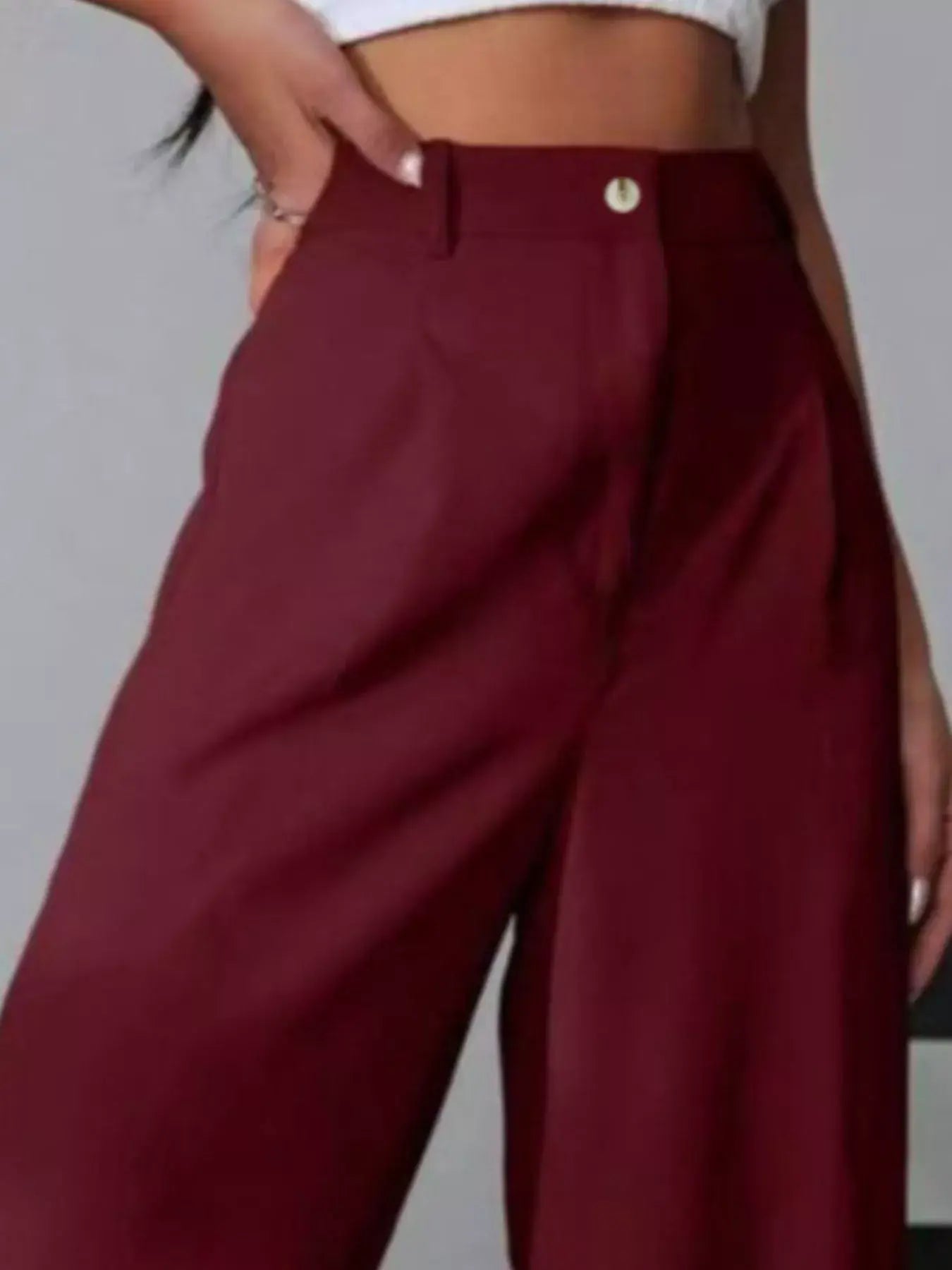 Wide Leg Pleated Pants - Trendsi - Flyclothing LLC