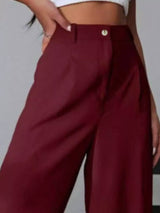 Wide Leg Pleated Pants - Trendsi - Flyclothing LLC
