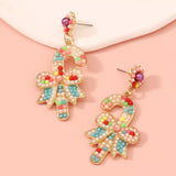 Christmas Candy Cane Bow Drop Earrings - Trendsi - Flyclothing LLC