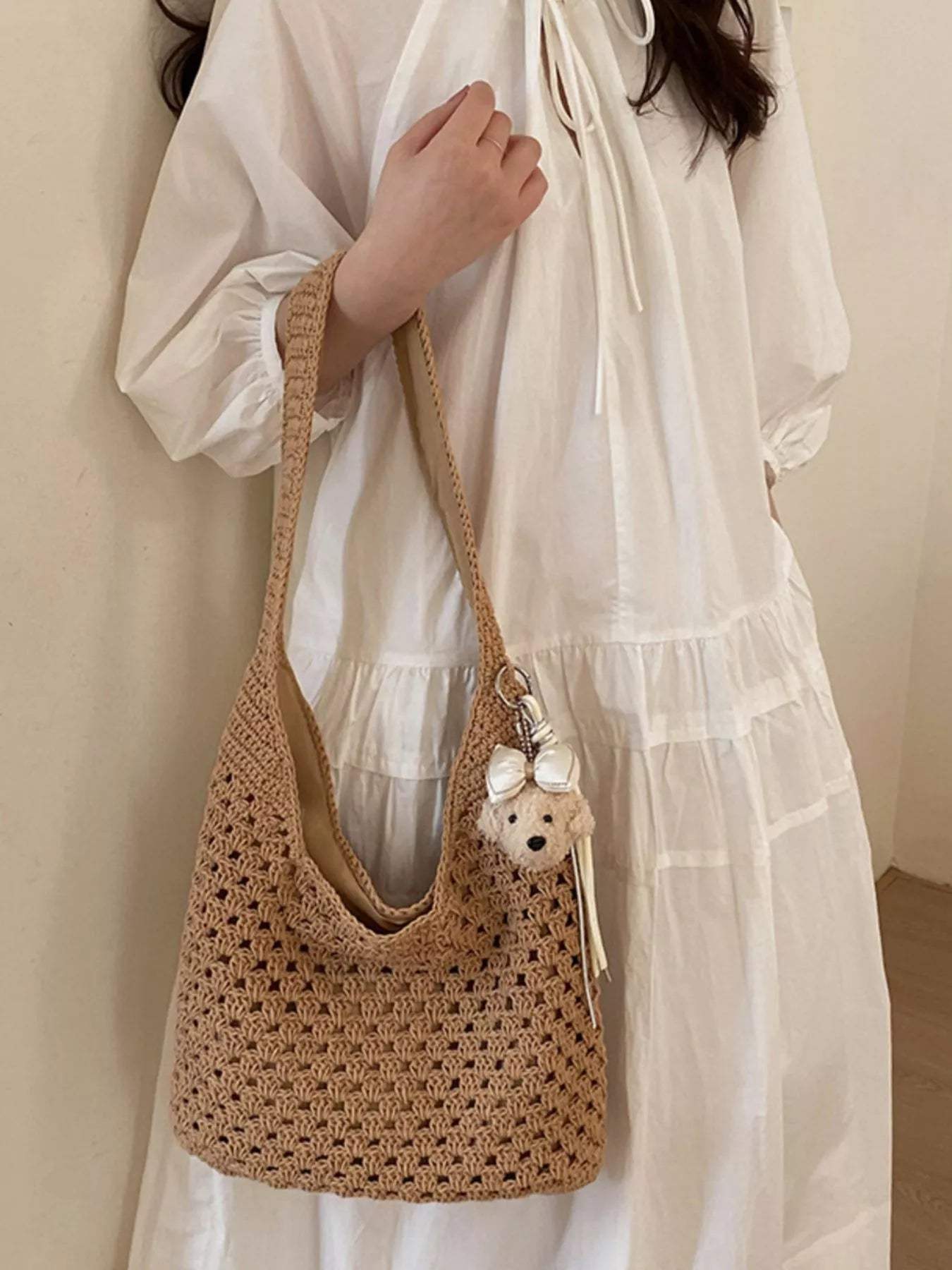 Crochet Knit Shoulder Bag - Trendsi - Flyclothing LLC