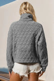 Double Take Half Zip Long Sleeve Quilted Sweatshirt with Pocket - Trendsi
