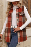 Plaid Button Up Vest Coat - Trendsi - Flyclothing LLC