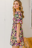 ODDI Full Size Floral Tie-Back Mini Dress - Trendsi