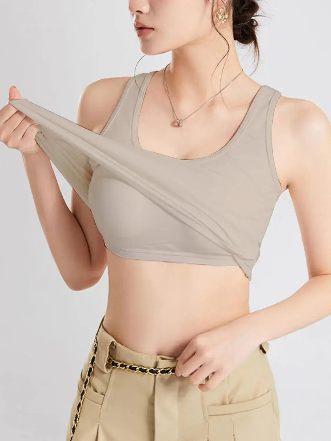 Crisscross Scoop Neck Wide Strap Cropped Tank with Chest Pads - Trendsi - Flyclothing LLC
