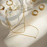 18K Gold-Plated Layered Necklace - Trendsi