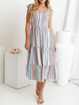 Contrast Striped Square Neck Cami Dress - Trendsi - Flyclothing LLC