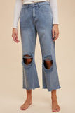 Annie Wear Distressed Raw Hem Jeans - Trendsi