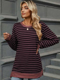 Striped Round Neck Long Sleeve T-Shirt - Trendsi - Flyclothing LLC