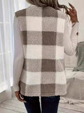 Plaid Open Front Vest Coat - Trendsi