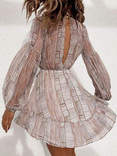 Cutout Back Surplice Long Sleeve Dress - Trendsi - Flyclothing LLC