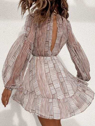 Cutout Back Surplice Long Sleeve Dress - Trendsi - Flyclothing LLC