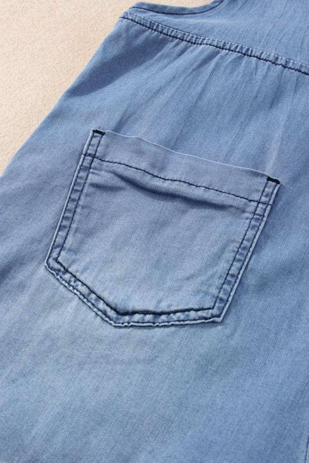 Square Neck Denim Overalls with Pockets - Trendsi - Flyclothing LLC