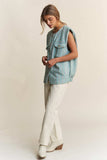 J.NNA Frayed Tweed Padded Shoulder Vest - Trendsi - Flyclothing LLC