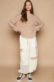 POL Checkered Distressed Edge Sweater - Trendsi