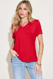 Basic Bae Full Size V-Neck High-Low T-Shirt - Trendsi - Flyclothing LLC