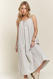 ADORA Drawstring Slit Back Cargo Dress - Trendsi