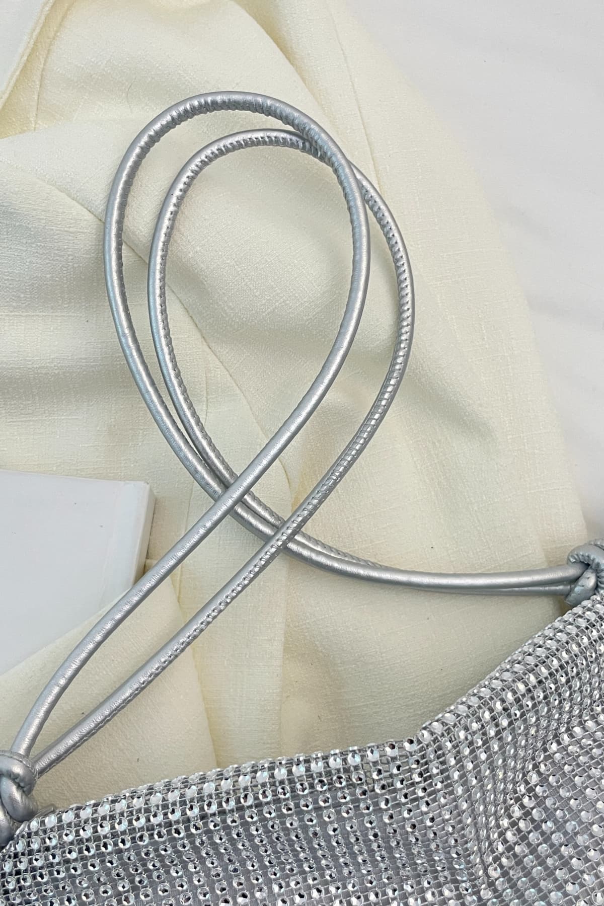 Rhinestone Knotted Strap Crossbody Bag - Trendsi