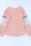 Sequin Leopard Round Neck Long Sleeve Sweater - Trendsi - Flyclothing LLC