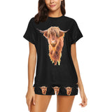 Baha Ranch Highland Cow Women's Western Top and Short Pajama Set