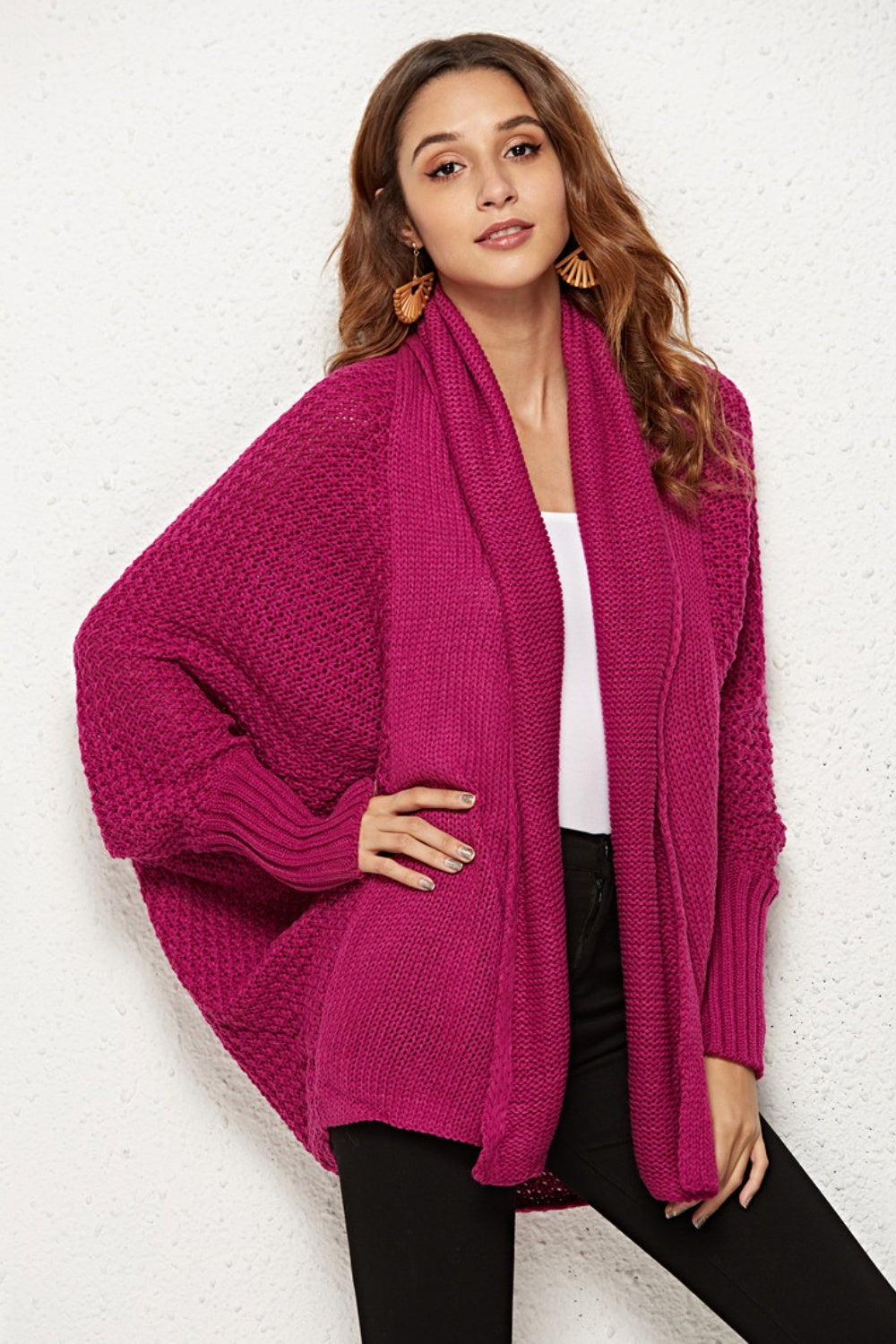 Angel Wings Open Front Batwing Sleeve Cardigan - Trendsi