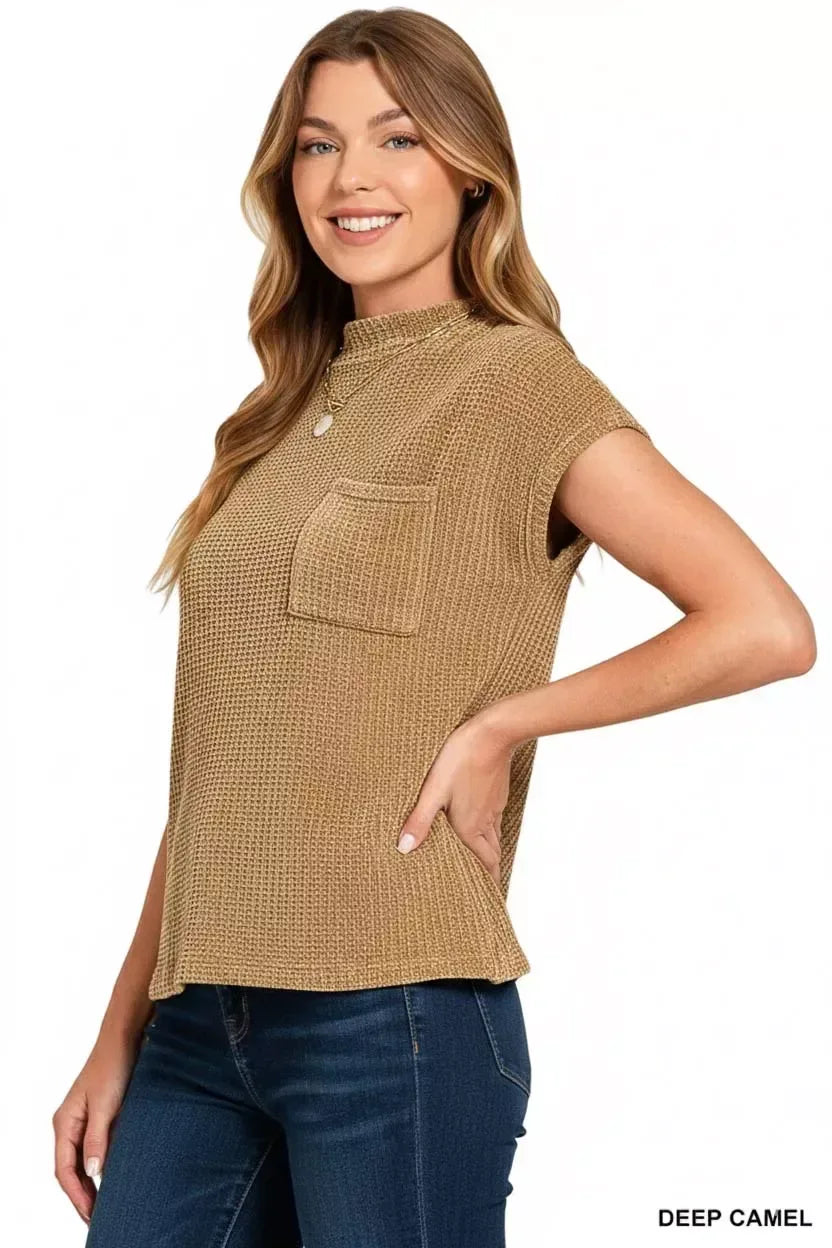 Zenana Chenille Waffle Short Sleeve Sweater - Trendsi - Flyclothing LLC