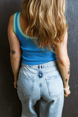 Contrast Trim Ribbed Knit Vest - Trendsi - Flyclothing LLC