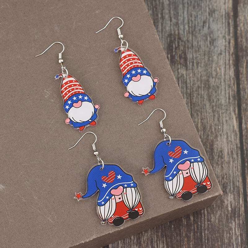 2 Pair Acrylic Gnome Earrings - Trendsi - Flyclothing LLC