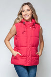 Snobbish Snap and Zip Closure Hooded Vest - Trendsi