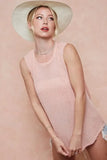 BiBi Popcorn Waffle Open Back Top with Tied Ribbon - Trendsi