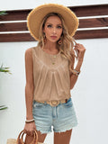 Ruched Round Neck Tank - Trendsi