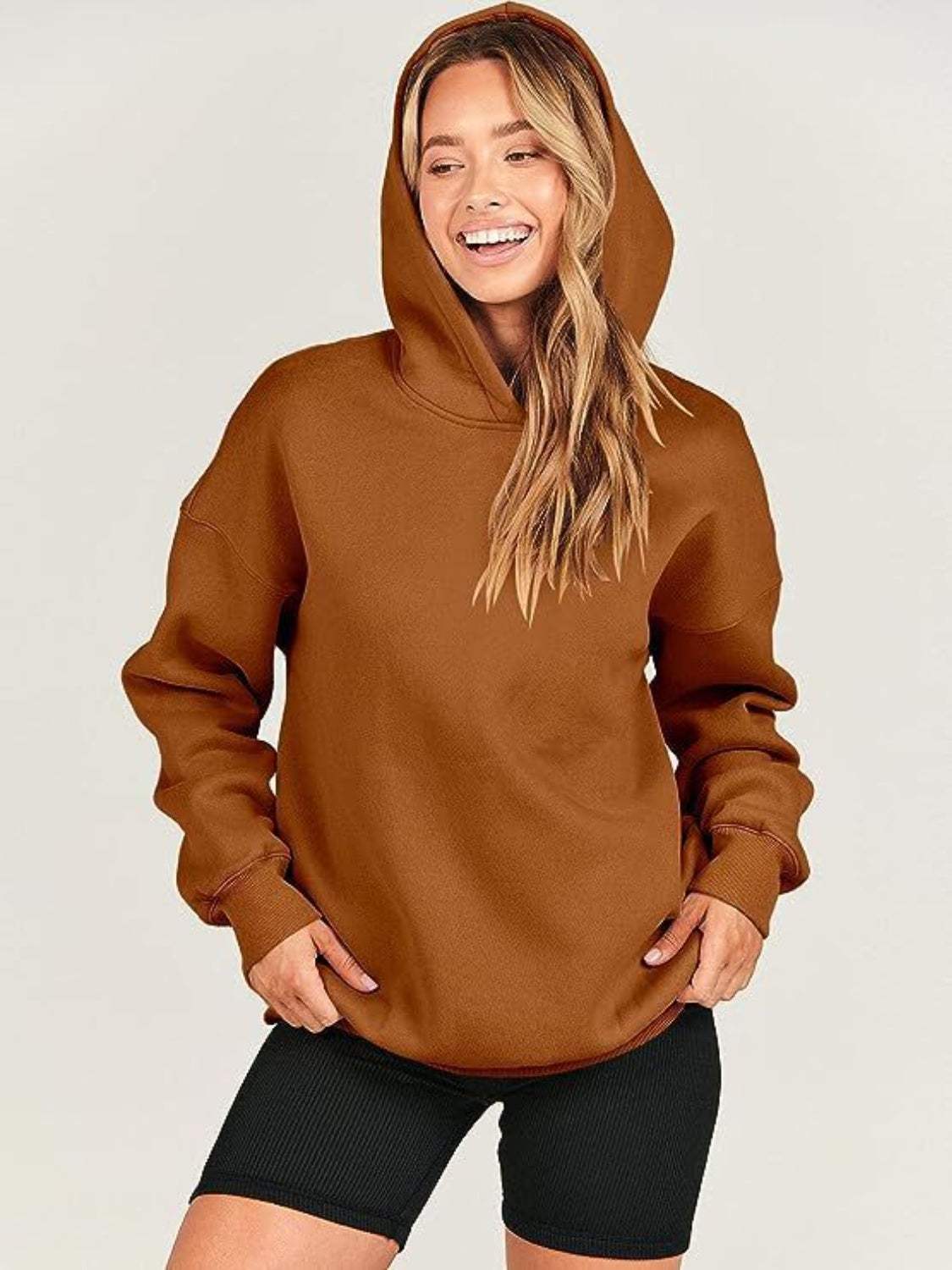 Dropped Shoulder Long Sleeve Hoodie - Trendsi - Flyclothing LLC