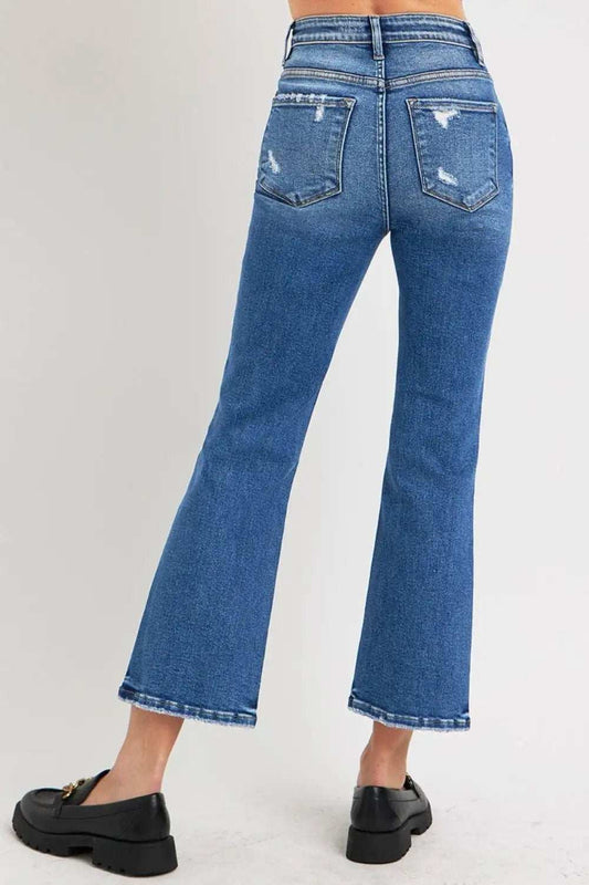 RISEN Full Size Tummy Control High Rise Crop Bootcut Jeans - Trendsi - Flyclothing LLC