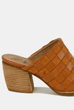 Beast Fashion Woven Checkerboard Block Heel Mule Shoes - Trendsi