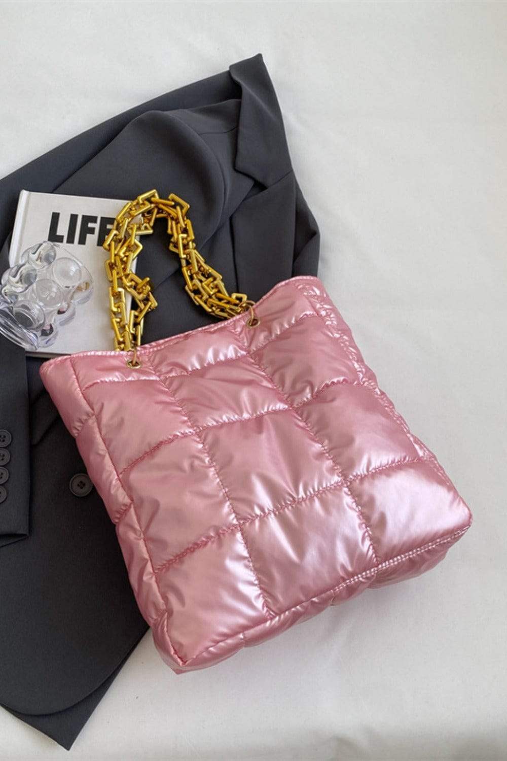 Bubble Texture Chain Handbag - Trendsi - Flyclothing LLC