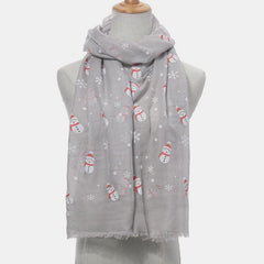 Fringe Snowman Polyester Scarf - Trendsi