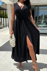 Surplice Sleeveless Slit Maxi Dress - Trendsi - Flyclothing LLC