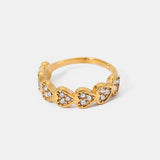 Stainless Steel Inlaid Zircon Heart Ring - Trendsi
